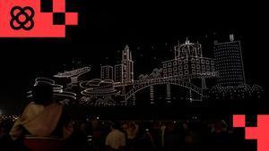 Espectáculo de drones durante el Air Invictus en Portugal. / Flock Drone Art Studio