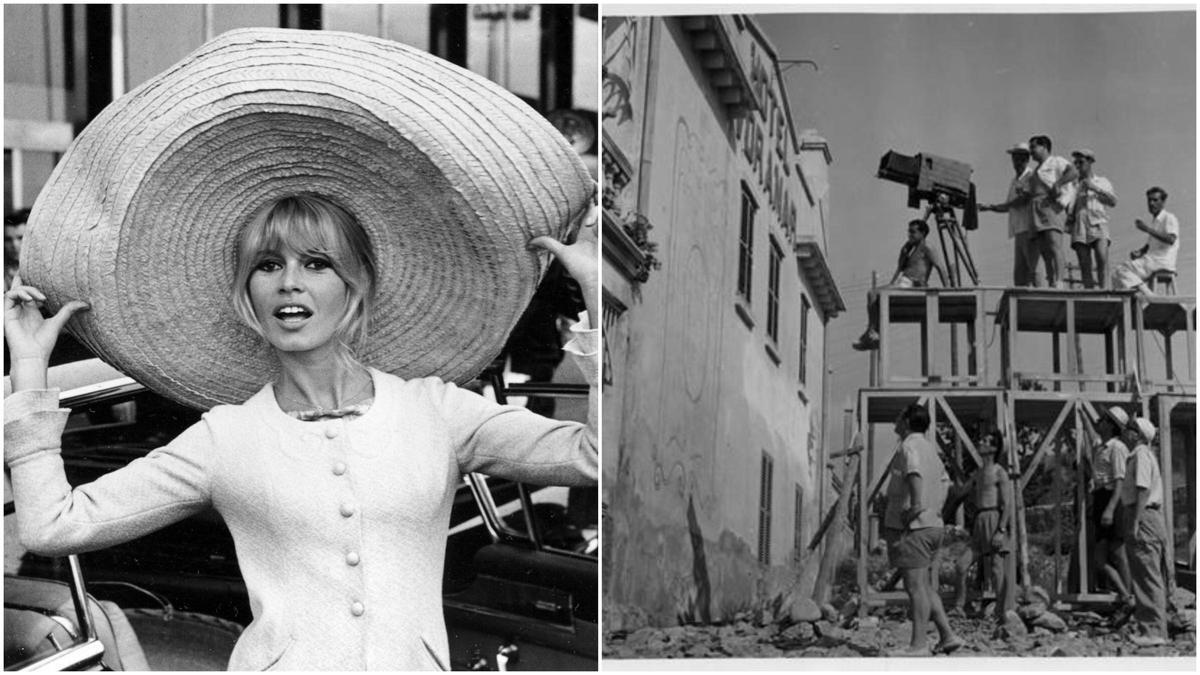 La actriz Brigitte Bardot y Luis García Berlanga durante el rodaje en el hotel Voramar de Benicàssim
