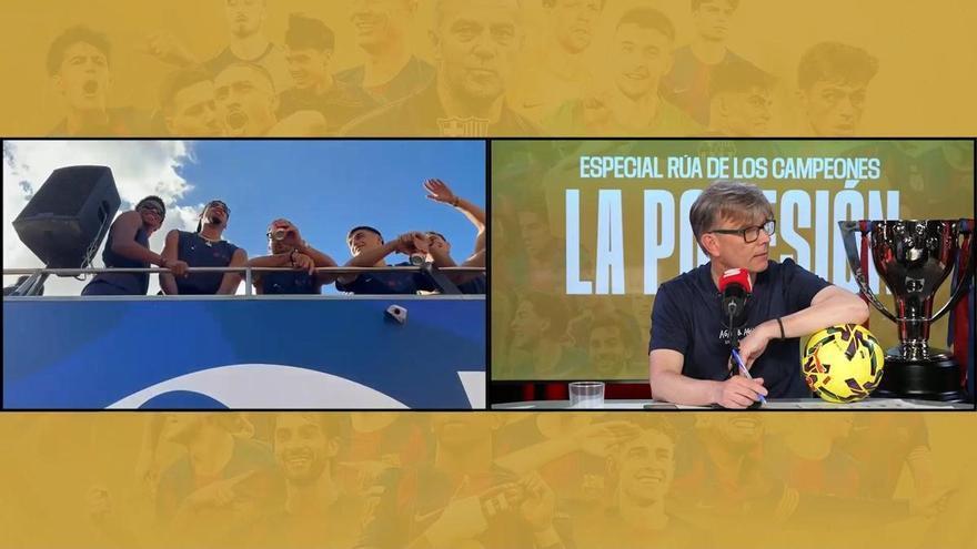 La Posesión Especial Rua de los Campeones I El podium de los jugadores del FC Barcelona