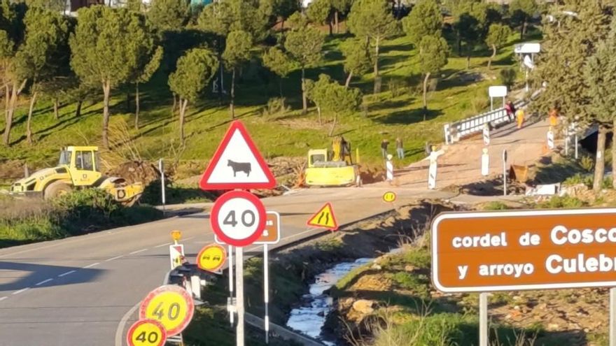 Tres carreteras provinciales de Badajoz siguen cerradas por los daños causados por la borrasca