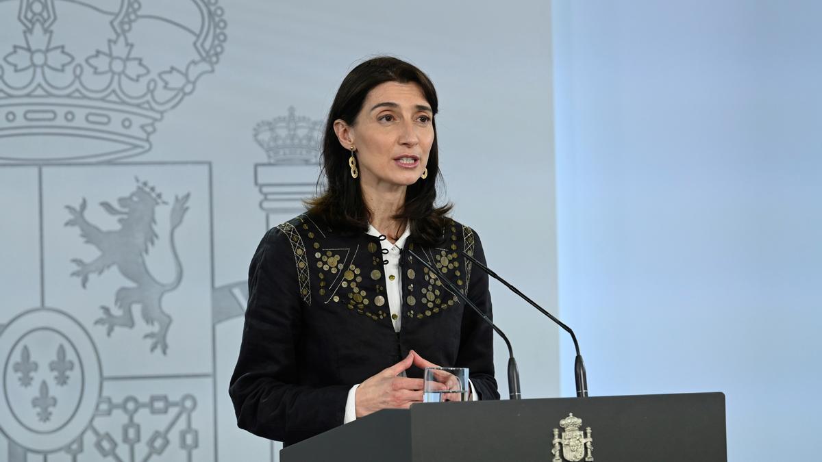 La nueva ministra de Justicia, Pilar Llop, durante su comparecencia en la Moncloa este 14 de julio de 2021.