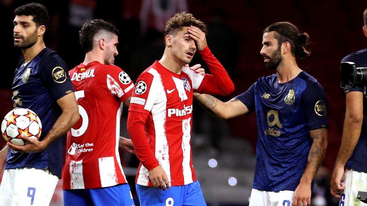 Griezmann no estuvo afortunado en el Atlético - Oporto de la Champions League