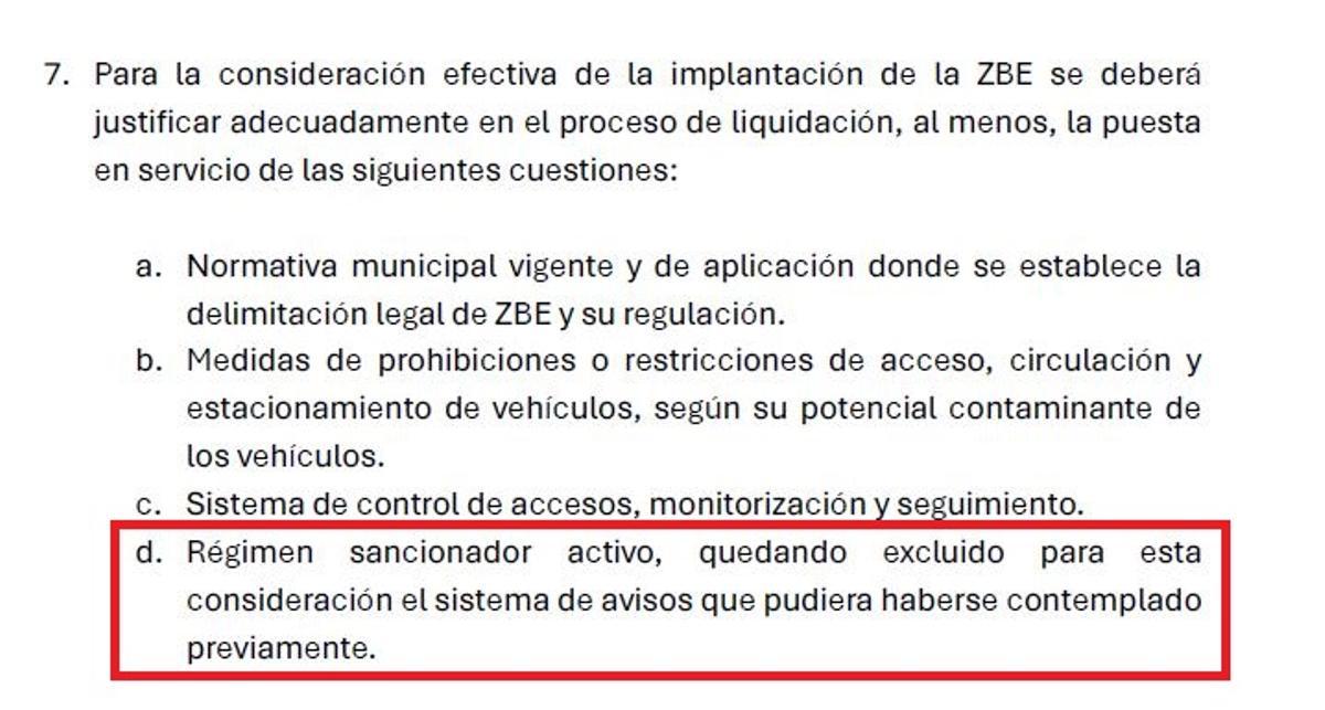 Extracto dedicado a las ZBE en la resolución de la convocatoria de ayudas estatales.
