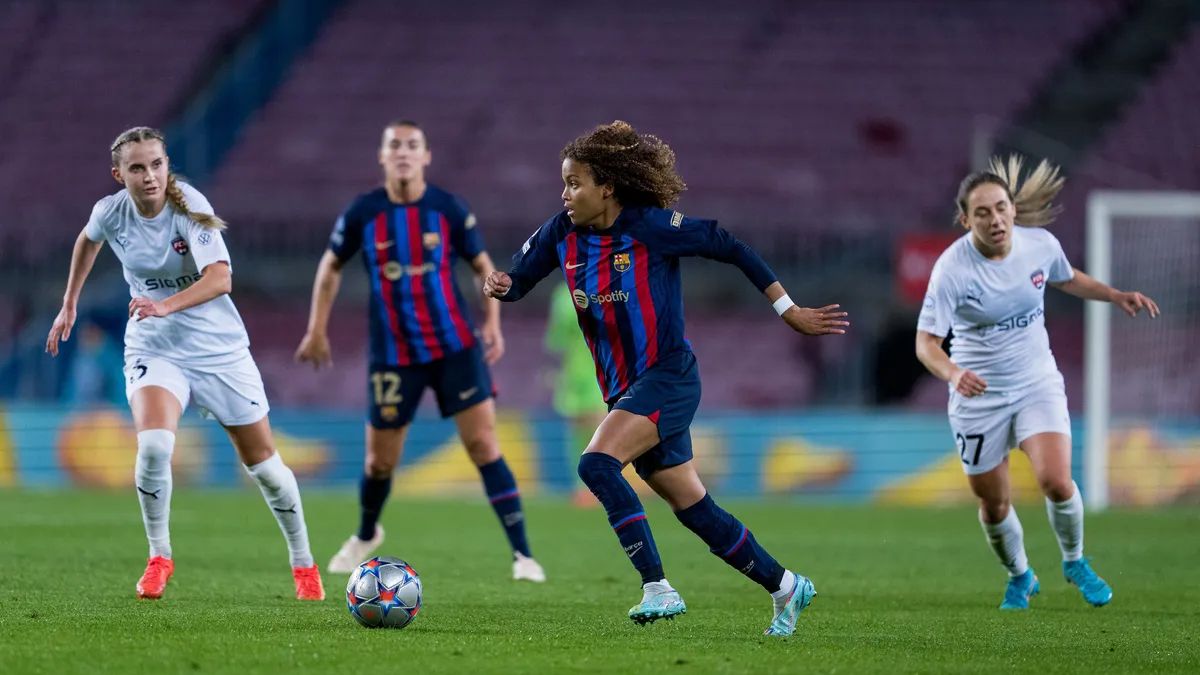 Vicky López en el Camp Nou en su debut europeo ante el Rosengard