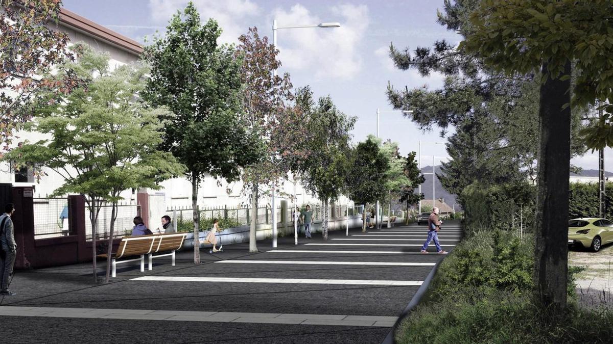Infografía del proyecto de plataforma única para el entorno del colegio Porto Cabeiro.