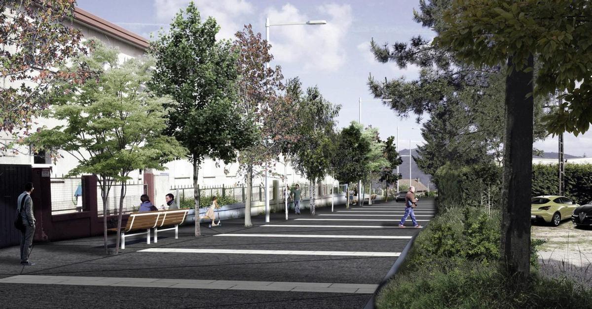 Infografía del proyecto de plataforma única para el entorno del colegio Porto Cabeiro.