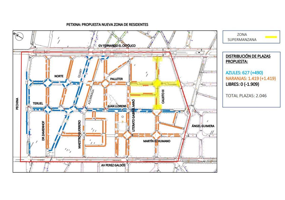 Estas son las calles que serán pintadas como zona naranja y azul