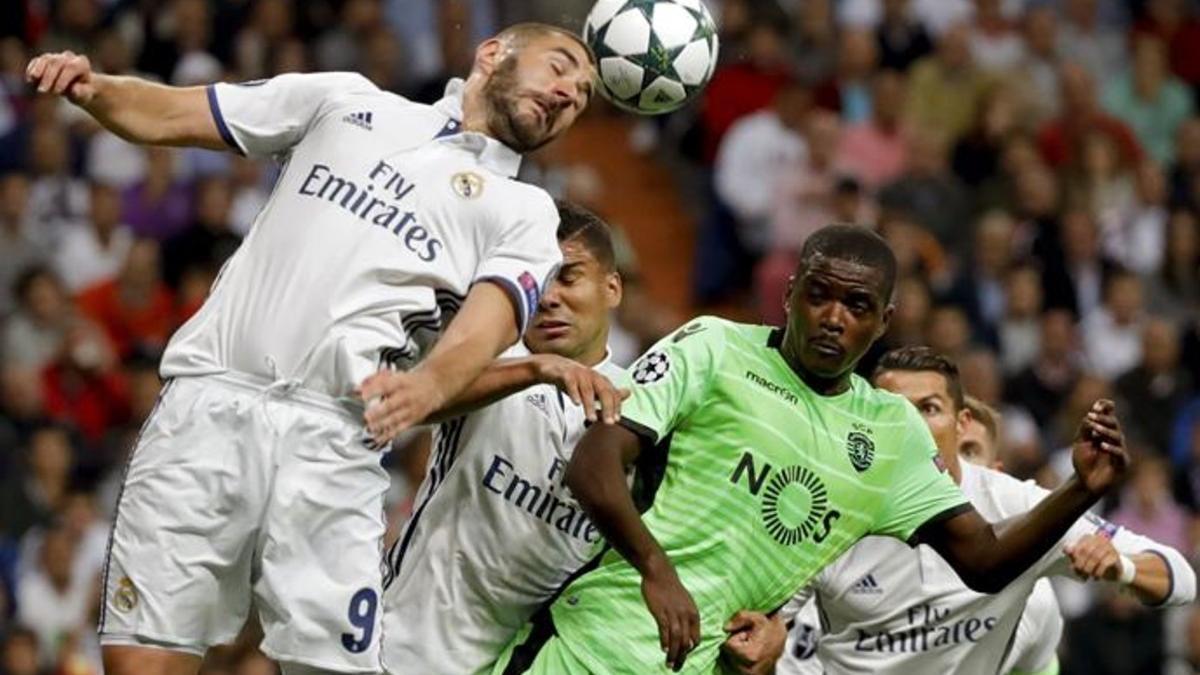 Benzema sucumbió ante la defensa del Sporting Portugal