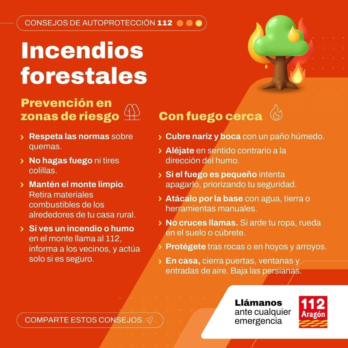 Consejos sobre cómo actuar ante un incendio.