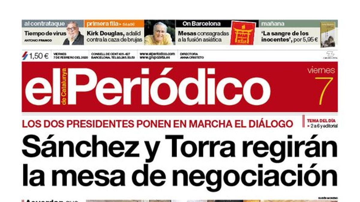 La portada de EL PERIÓDICO del 7 de febrero del 2020