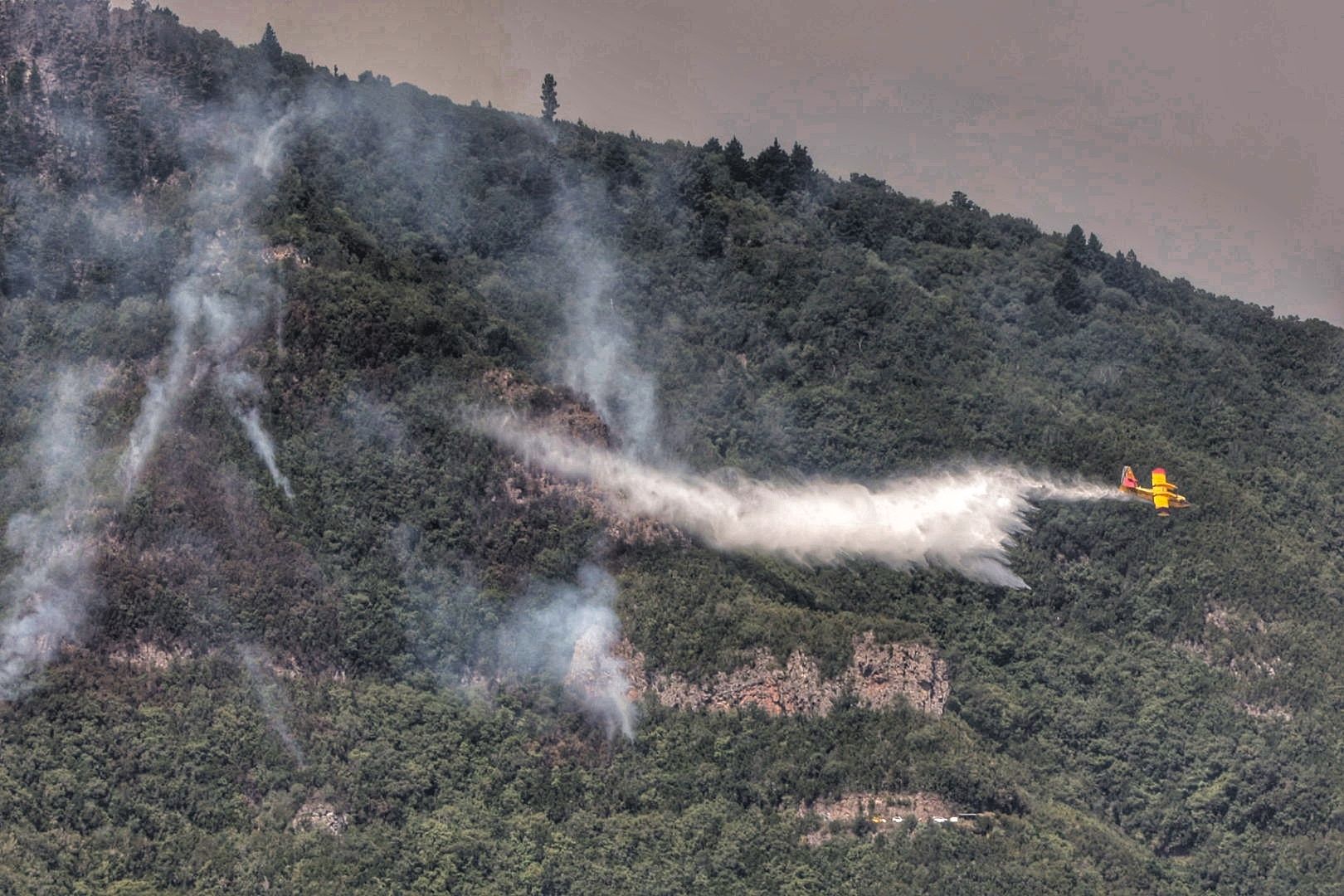 Labores de extinción del incendio en Tigaiga, Tenerife (26/07/2022)