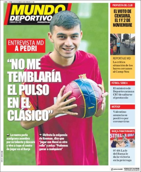 Portada MUNDO DEPORTIVO viernes 16 octubre 2020