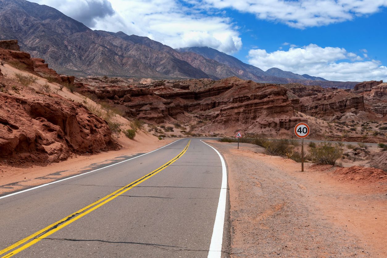 Carretera en Salta en la Quebrada de las Conchas.