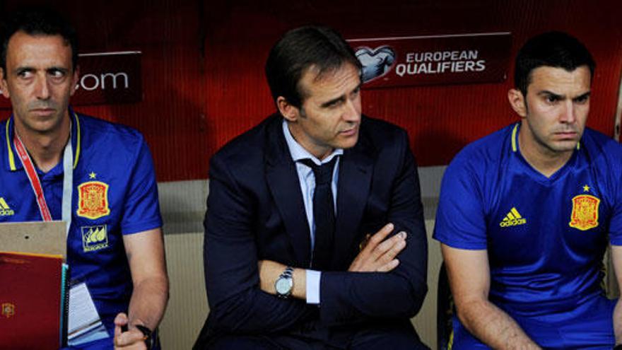 Lopetegui, en su debut oficial en el banquillo de España.