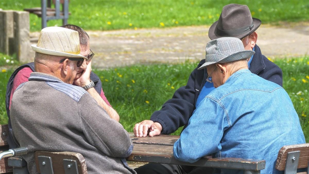 Un grupo de jubilados se reúne en el parque