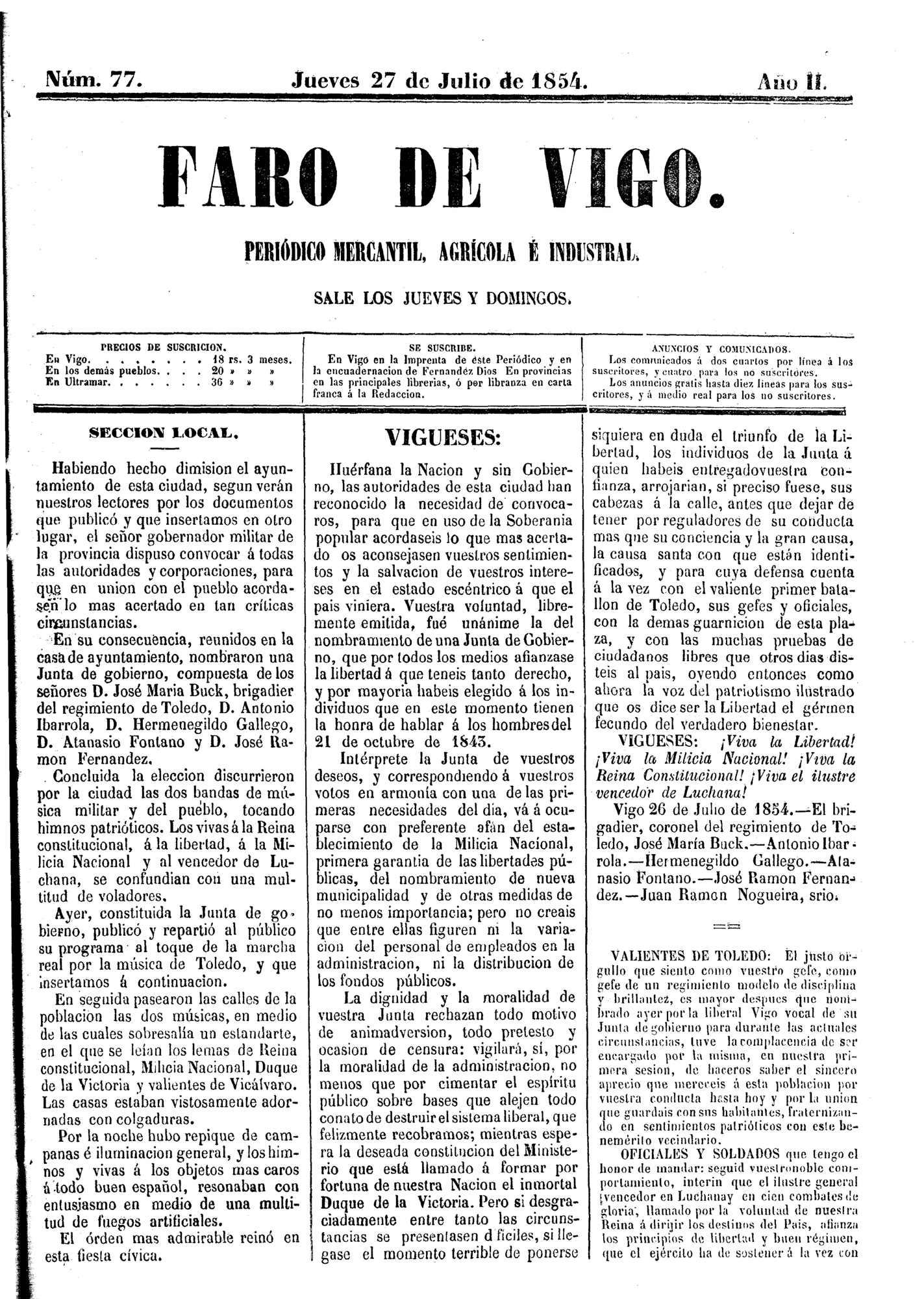 O Día de Galicia a través das portadas de FARO DE VIGO