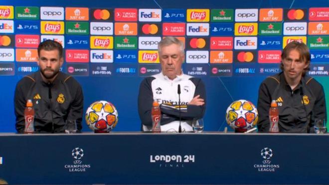 Ancelotti, Nacho y Modric en rueda de prensa
