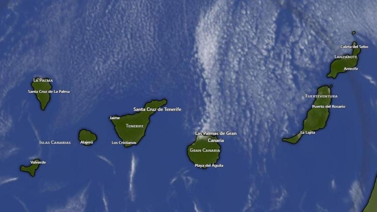 Estado del cielo en Canarias a las 13.55 horas del jueves 21 de mayo de 2026.
