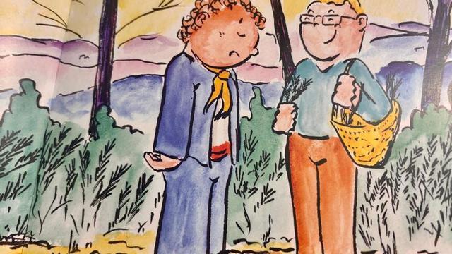 Llorenç, el protagonista del cuento, en su encuentro con Toni Guasch de Can Maneta.