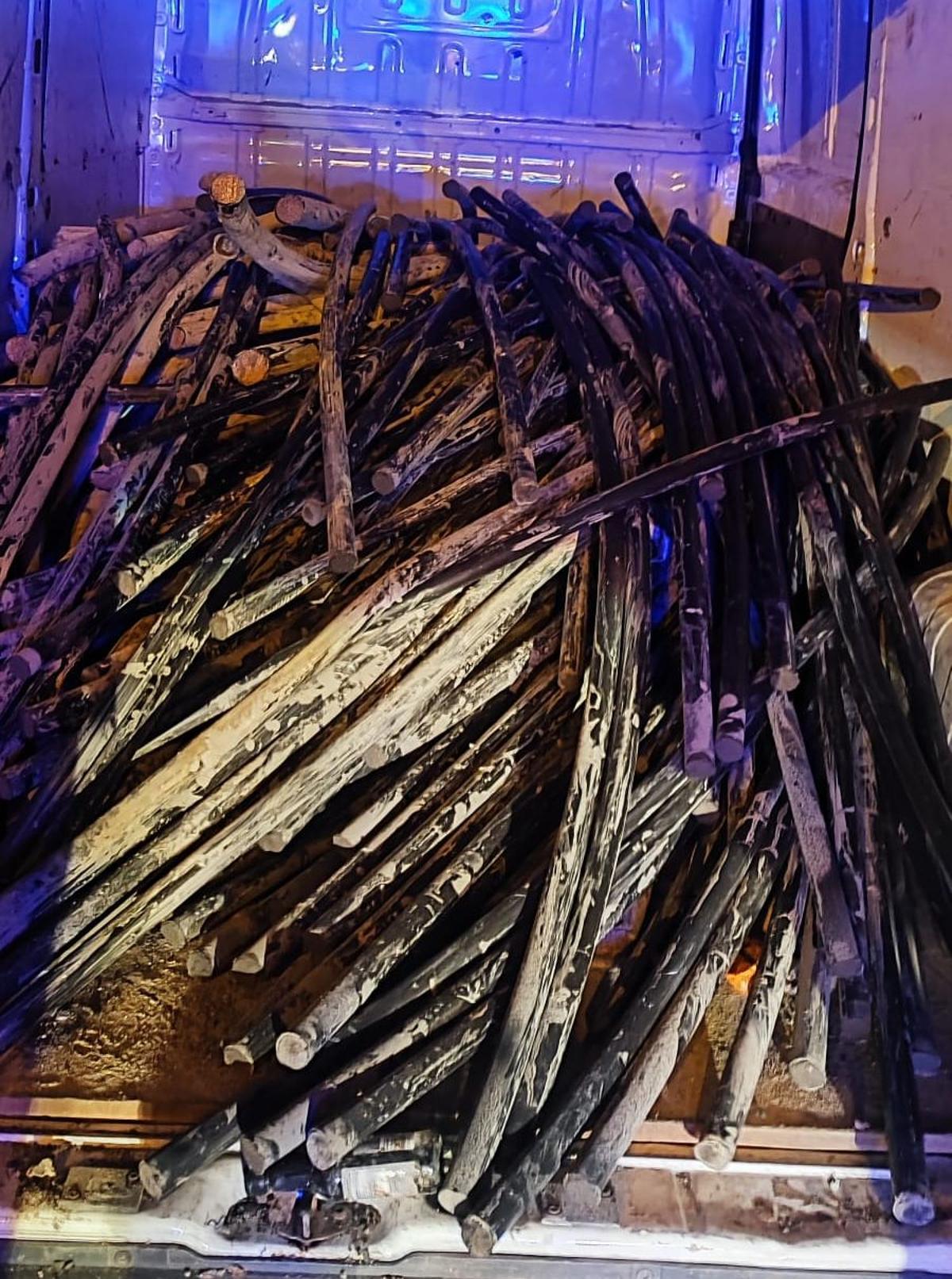 El cable de cobre encontrado por la Urbana a dos sospechosos