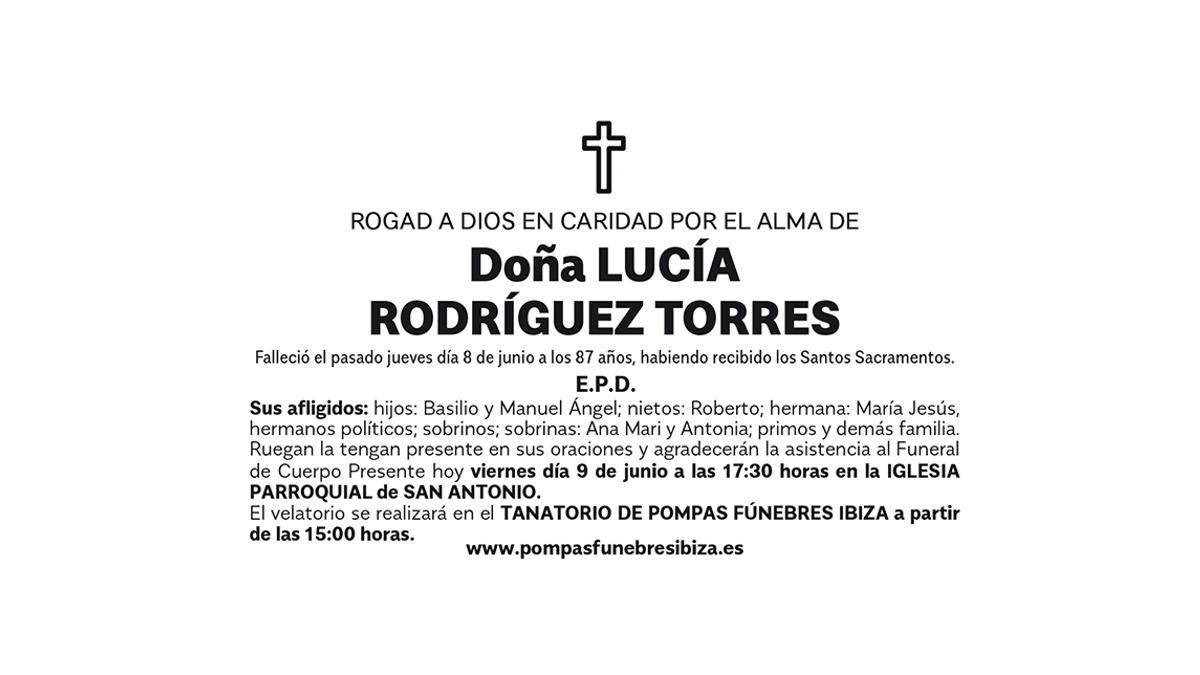 Esquela Lucía Rodríguez Torres