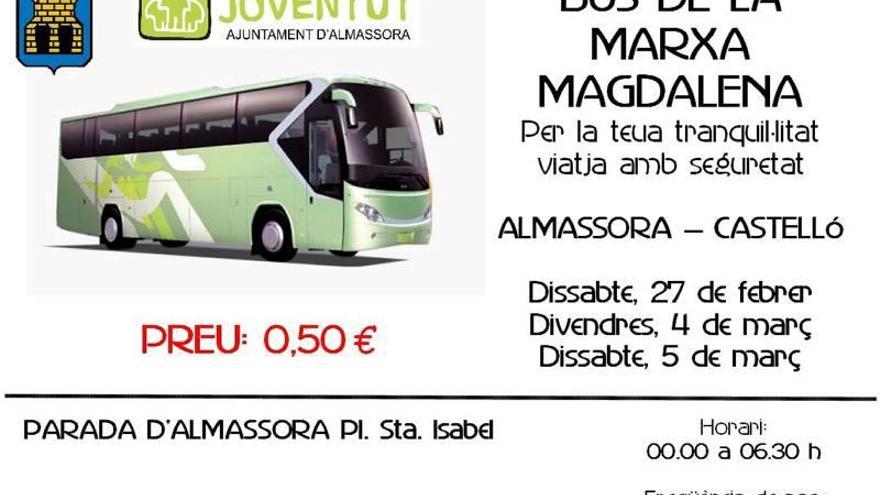 Almassora rebaja el precio del billete del bus de la marcha para la Magdalena