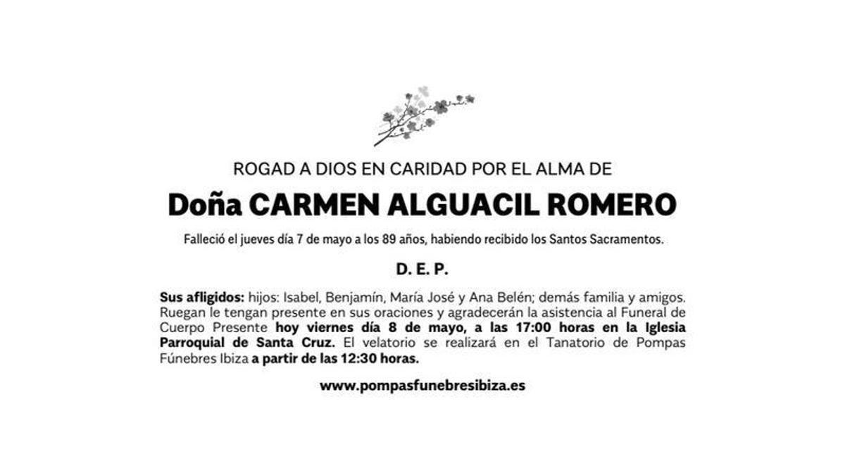 Esquela Carmen Alguacil Romero
