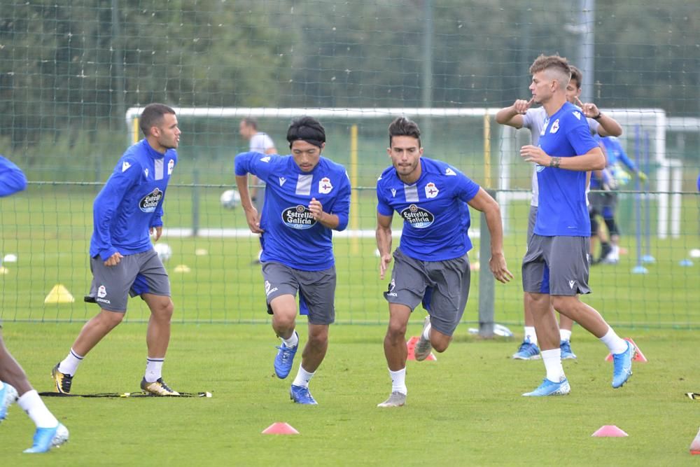 Primer entrenamiento de Longo con el Dépor