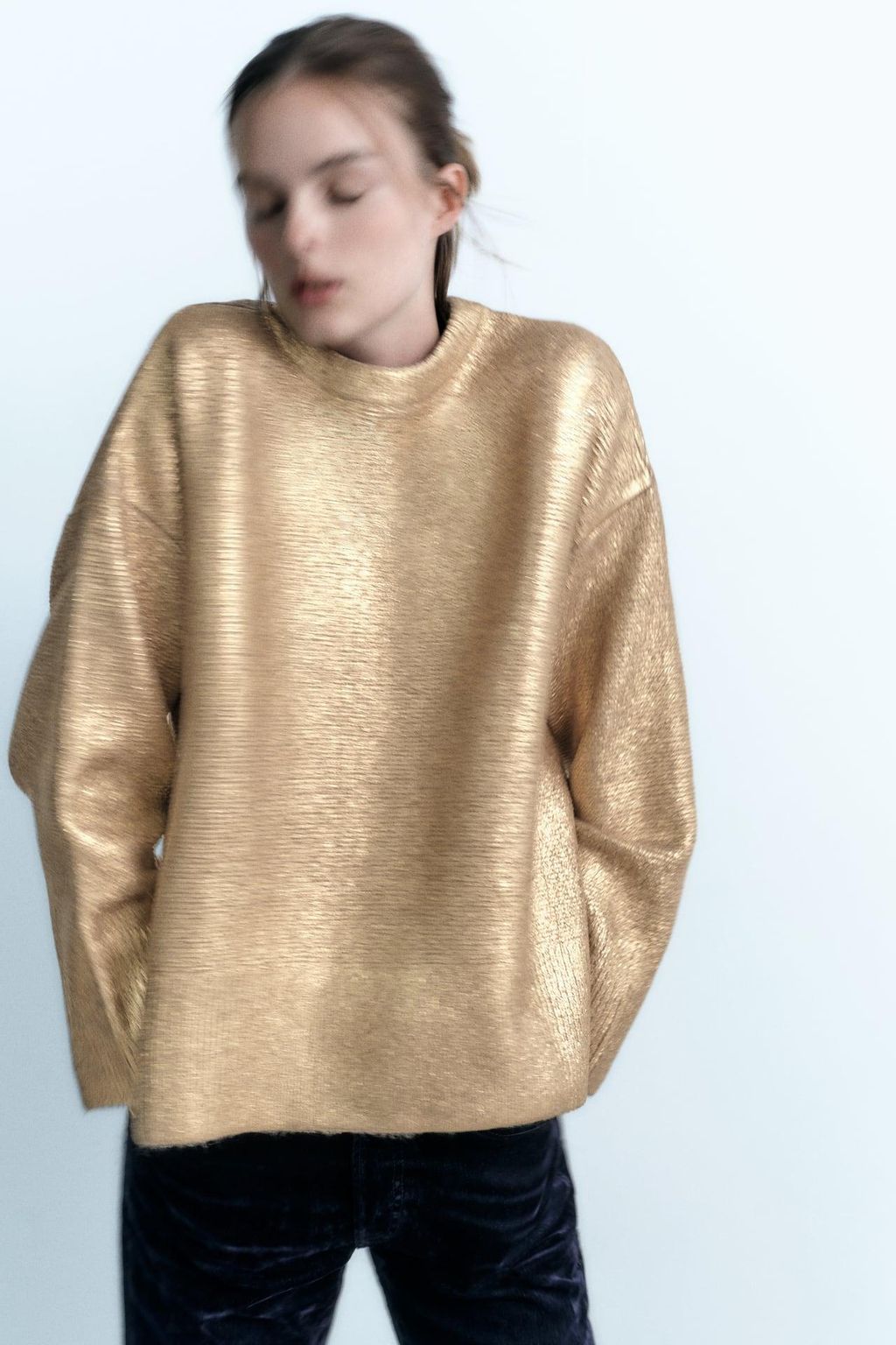 Jersey oversize de punto metalizado