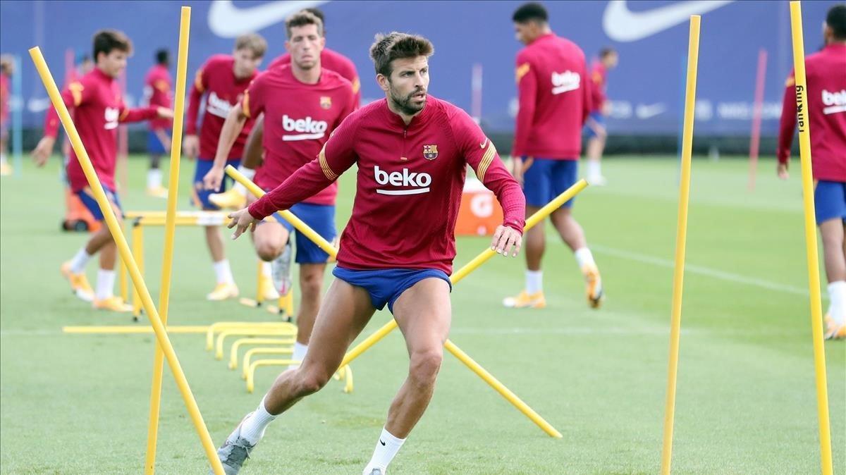 Gerard Piqué, en el entrenamiento del martes.