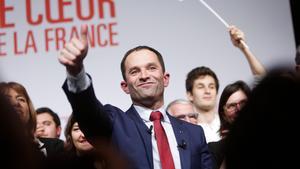 LILLE, FRANCE - JANUARY 27:  Benoit Hamon delivers a speech two days before left-wing primary’s second round ahead of the French 2017 presidential election on January 27, 2017 in Lille, France.  (Photo by Sylvain Lefevre/Getty Images)