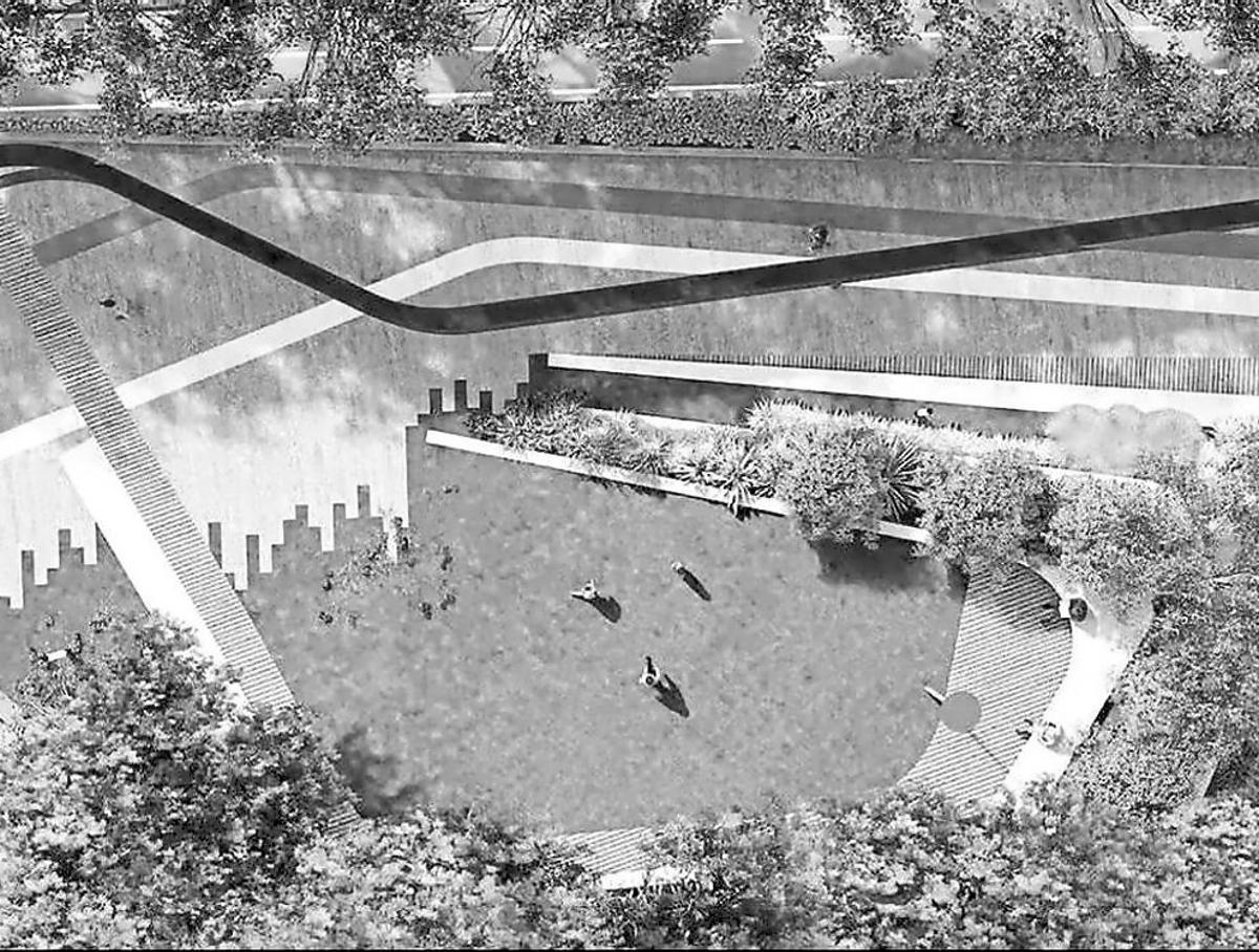 Recreación del bulevar verde del soterramiento de Murcia.