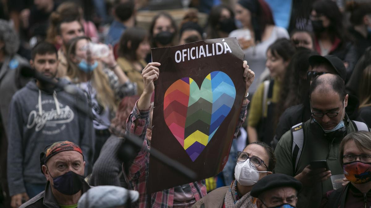 Los partidarios de la cooficialidad del asturiano se manifiestan en Oviedo