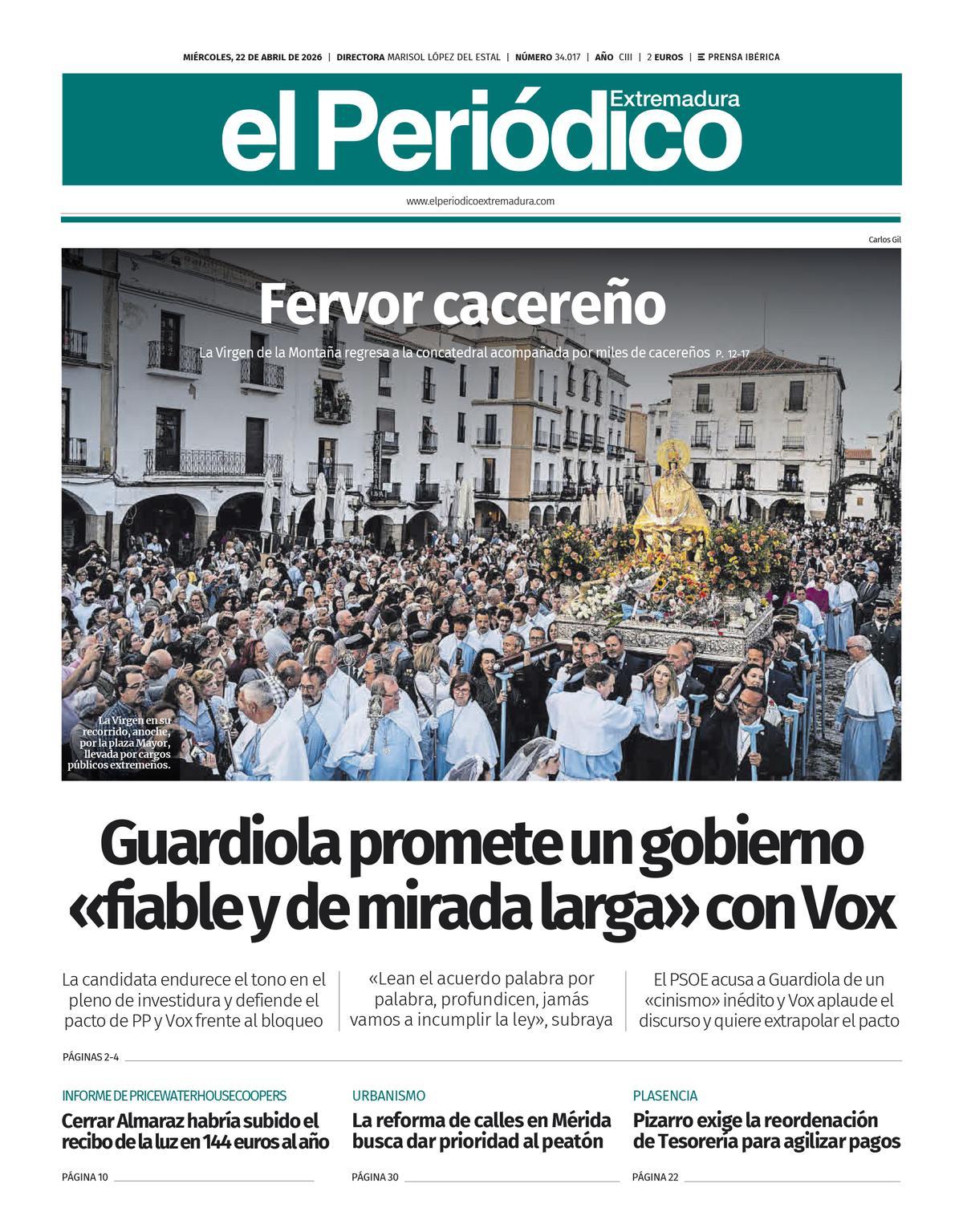 Consulta la portada correspondiente al día 22 de abril de 2026