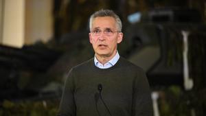 El secretario general de la OTAN, Jens Stoltenberg, en Tallin (Estonia).