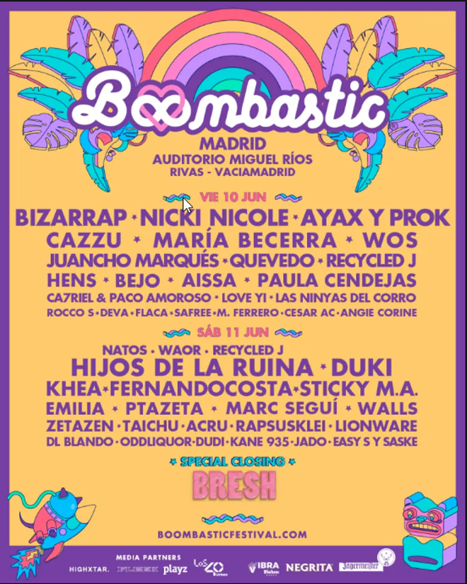 El cartel del Boombastic en Madrid 2022