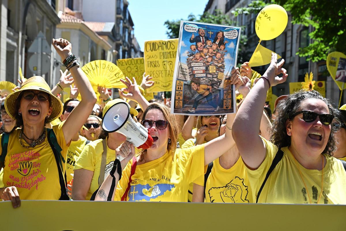 La marea amarilla de educadoras infantiles reúne a miles de personas de nueve comunidades