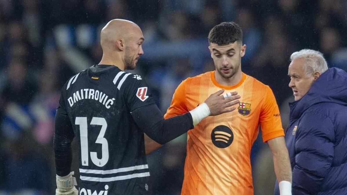 Joan García durante el derbi de anoche