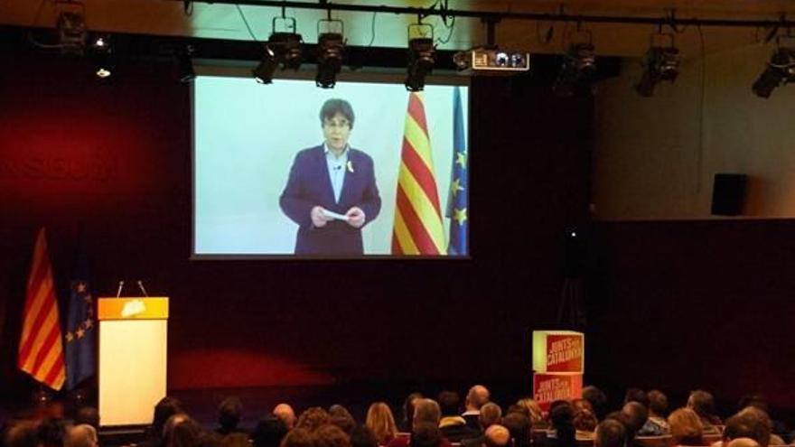 Carles Puigdemont, ahir, en una intervenció en directe des de Brussel·les