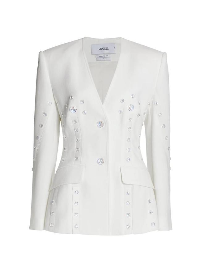 Chaqueta blanca con cristales de Swarovski de Christopher John Rogers