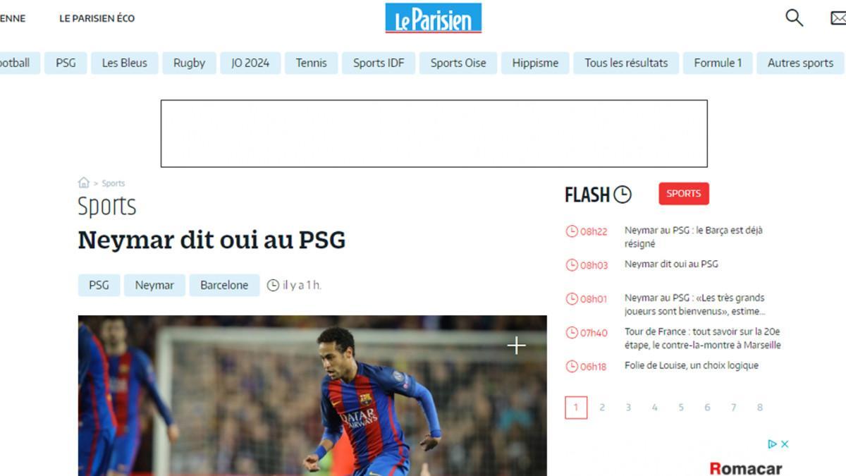 El diario Le Parisien asegura que Neymar ya ha apostado por el PSG