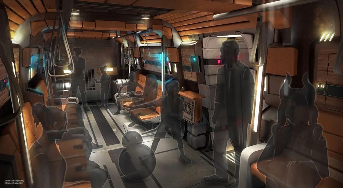 Transporte que lleva a los pasajeros del Galactic Starcruiser a los límites de la galaxia.