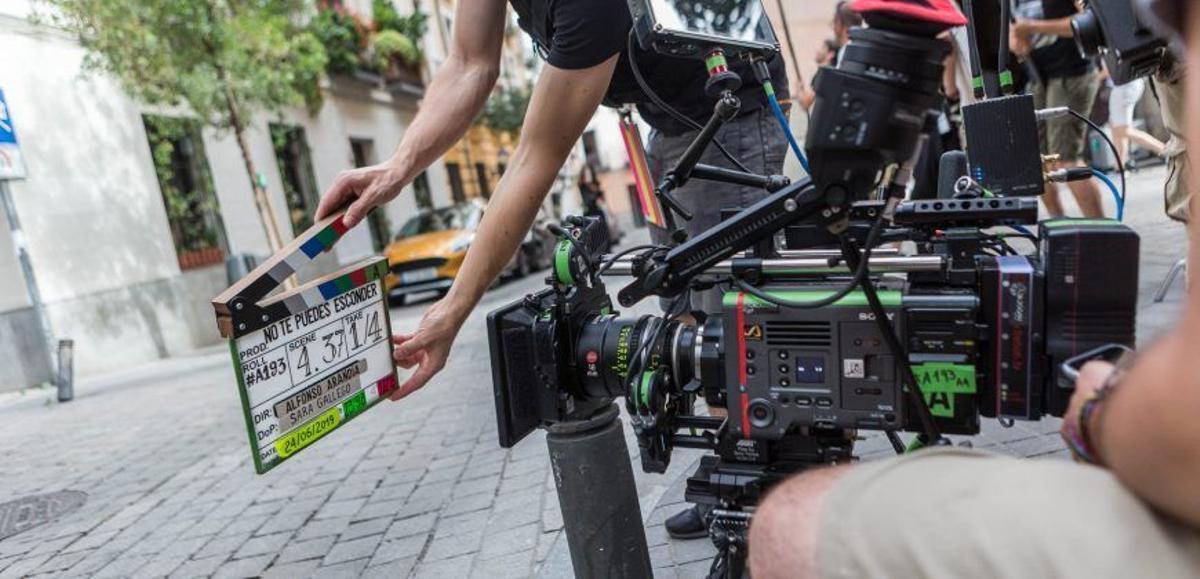 Una grabación en una calle del centro de Madrid.