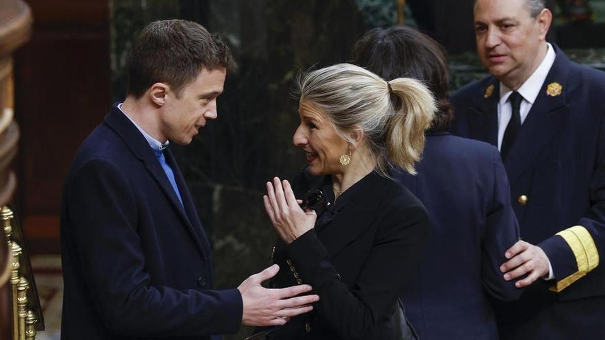 Yolanda Díaz e Iñigo Errejón en el Pleno en el Congreso.