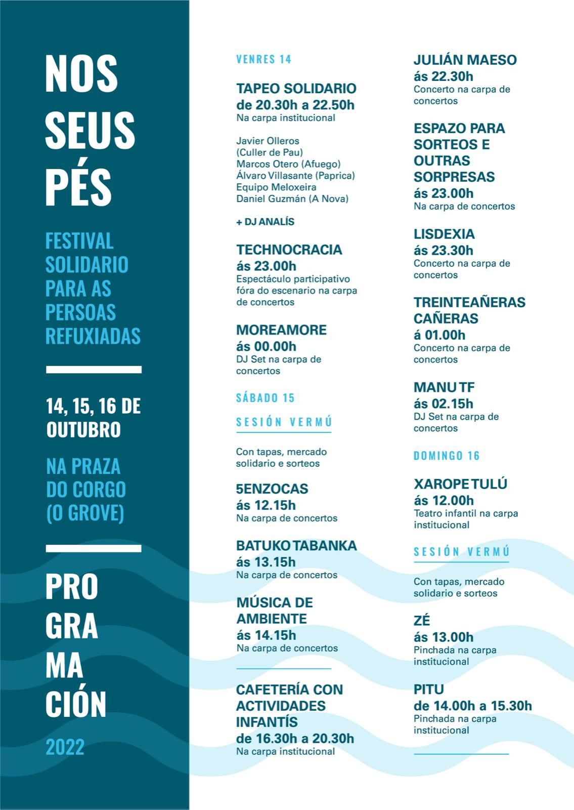 El cartel del festival solidario &quot;Nos seus Pés&quot;.