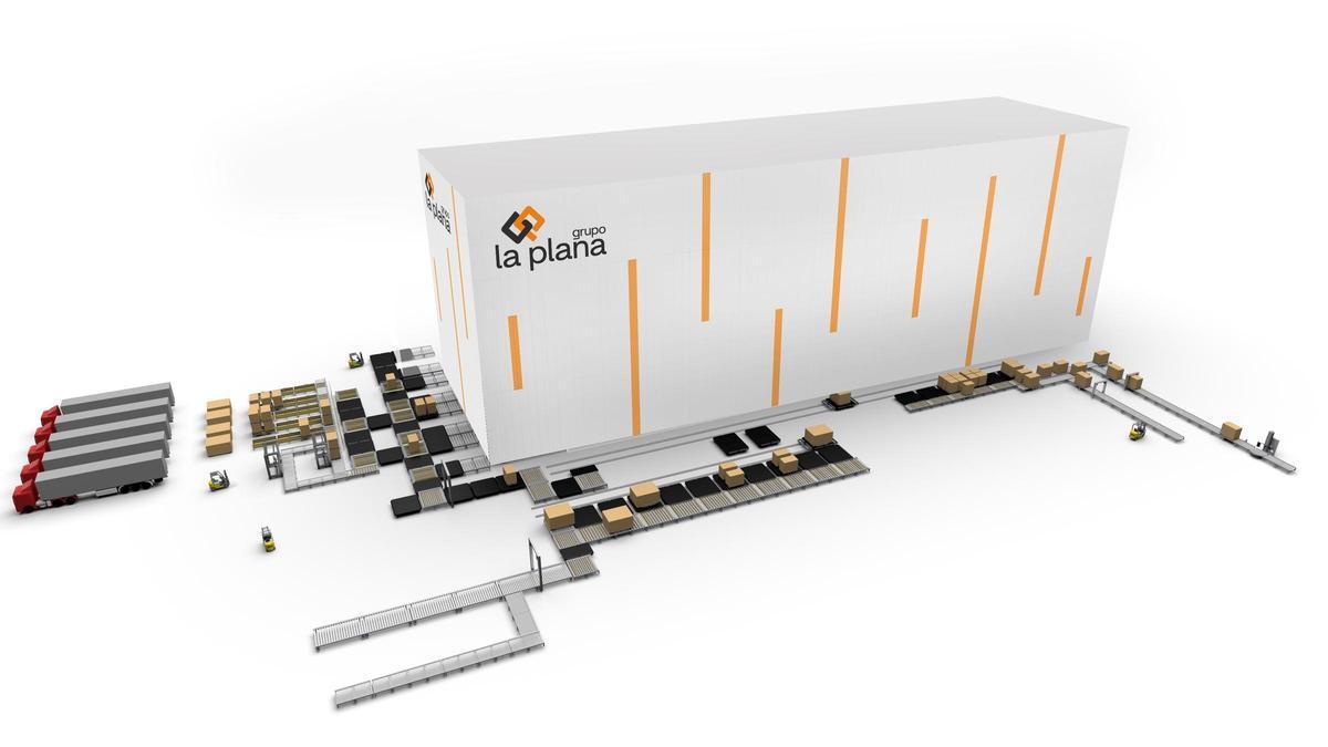 'Render' de cómo será el almacén vertical automatizado.