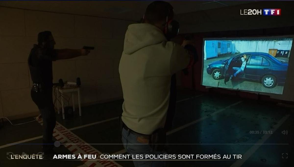 Una imagen de cómo son los entrenamientos de policías en Francia, con pantallas y métodos antiguos