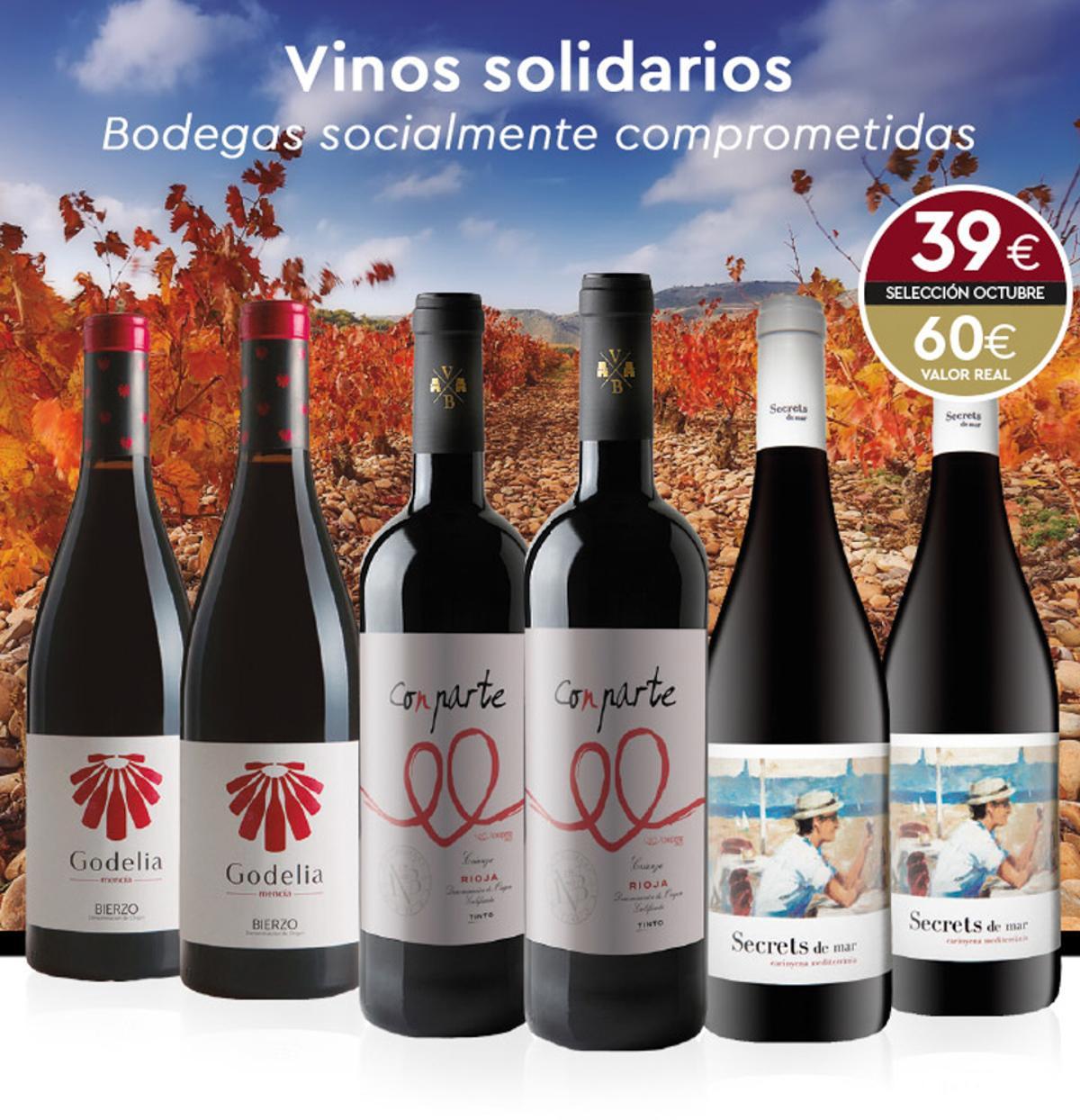 Godelia Mencía 2016 de Cellers Godelia (DO Bierzo), CoNparte Vi Solidari 2019 de Viña Bujanda (DOCa Rioja) i Secrets de Mar Negre 2019 de Clos Galena (DO Terra Alta)