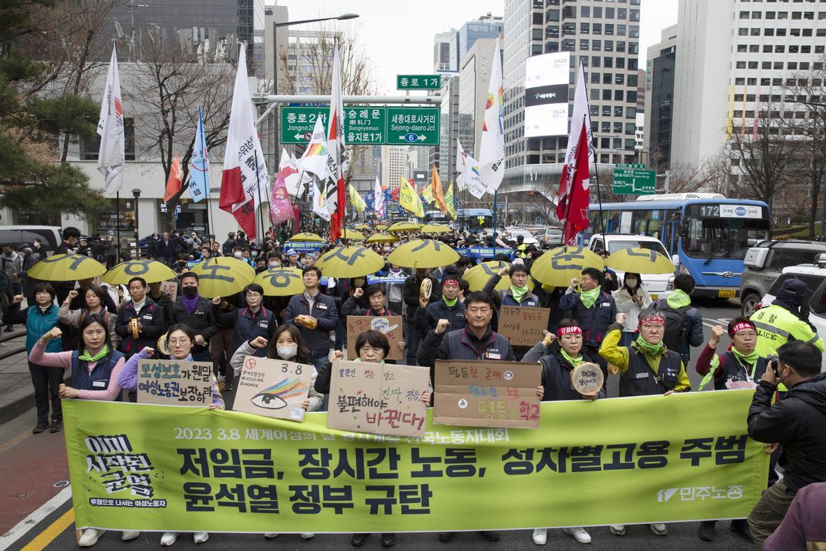 Protestas en las calles de Seúl (Corea del Sur) en la celebración del 8-M.