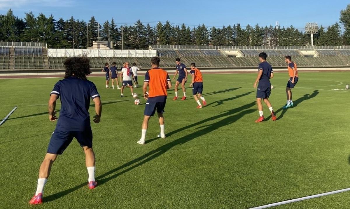 España, durante el entrenamiento previo al partido